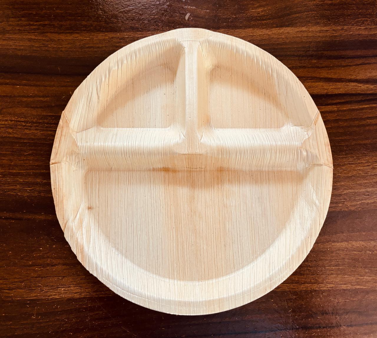 3-Section Divided Areca Palm Leaf Plate